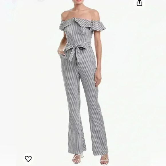 BCBGeneration womens Railroad Stripe Strapless Jumpsuit - Picture 3 of 9